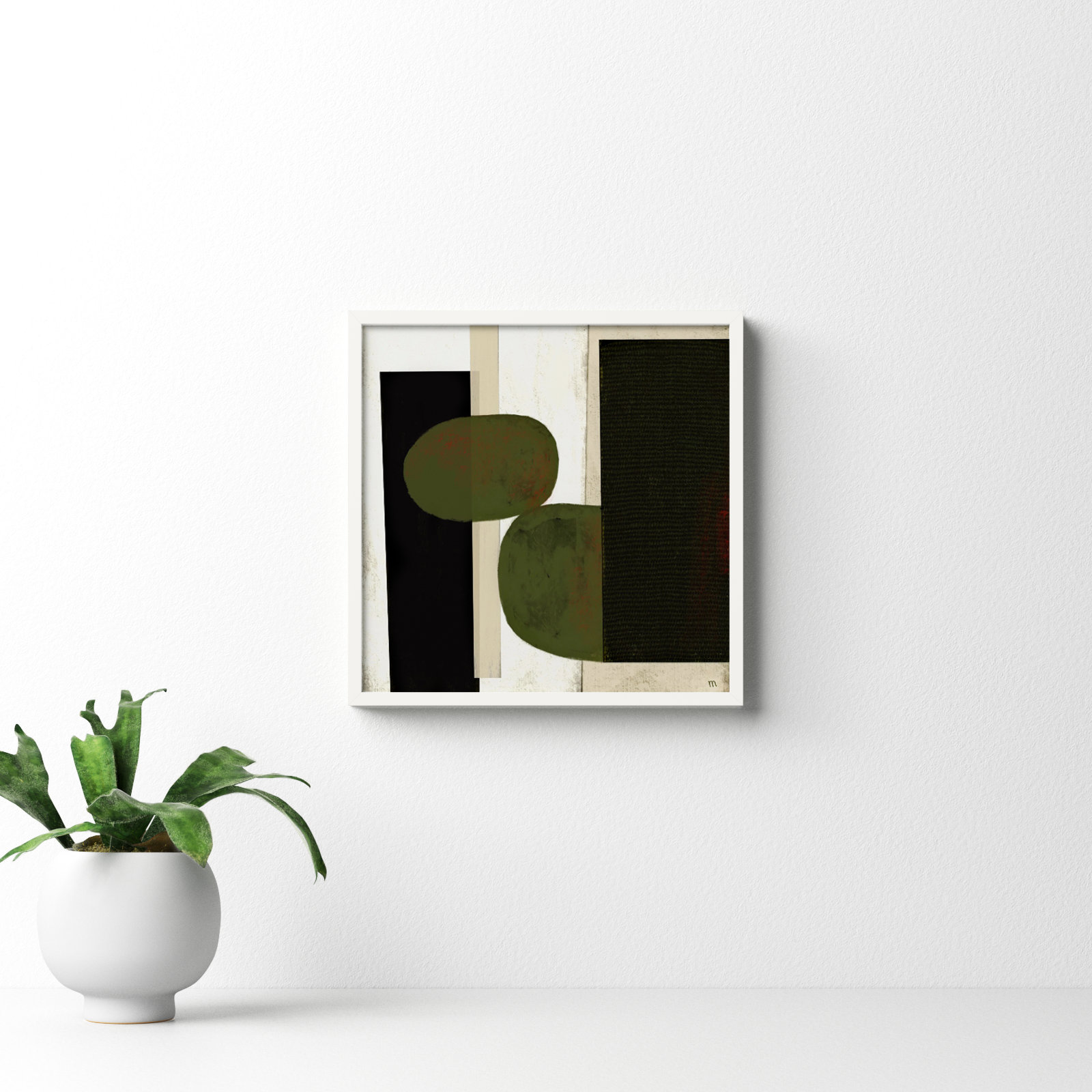 Collage 1 by StudioM, 16" H x 16" W x 1.25" D, White Framed Paper