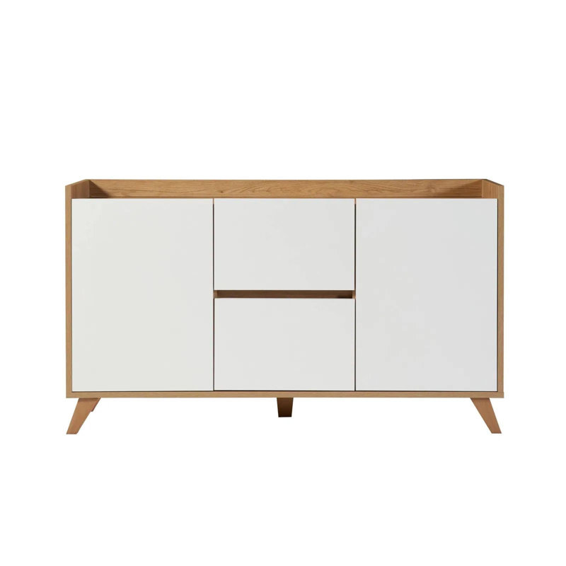 Elegant Console Table, Oak & White Finish, 55.0 x 30.7 x 15.7 Inches | 100% Melamine Coated Chipboard, Thickness: 0.7 Inches | Durable PVC Edgebands, Perfect for Entryway & Living Room Decor, Modern Design