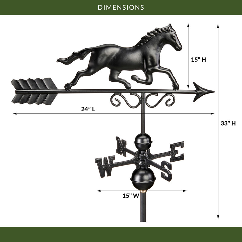 Girouette galopante cheval - cuivre noir mat