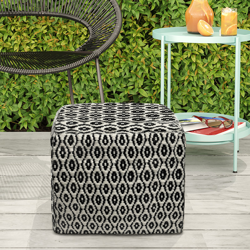 Kiana 18"W Woven Indoor/Outdoor Waterproof Square Pouf