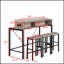 Ensemble de table de bar polyvalent avec prise de courant, lumières DEL et trois tabourets de selle ergonomiques pour les espaces de vie modernes-471096435-471096445