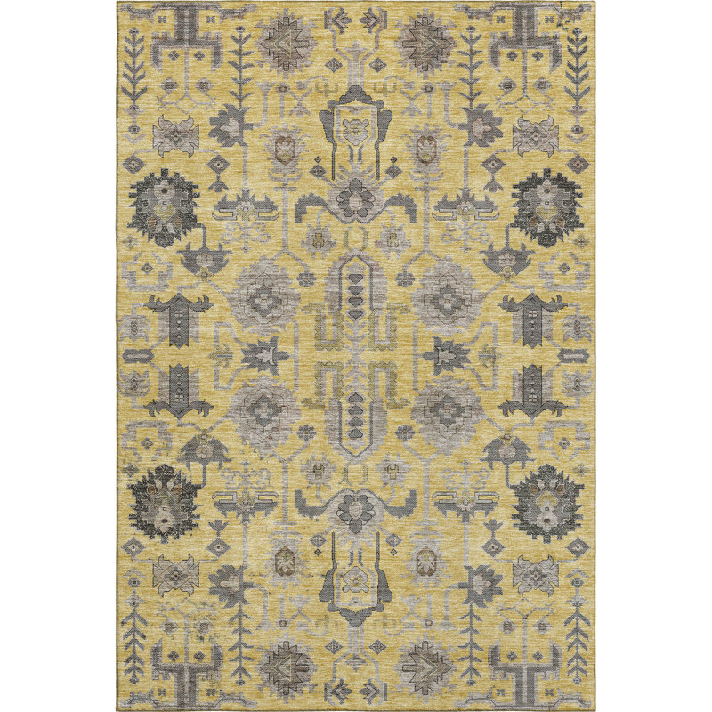 Premium Machine Washable Prisco Honey Rug, Rectangle 5' x 7'6"