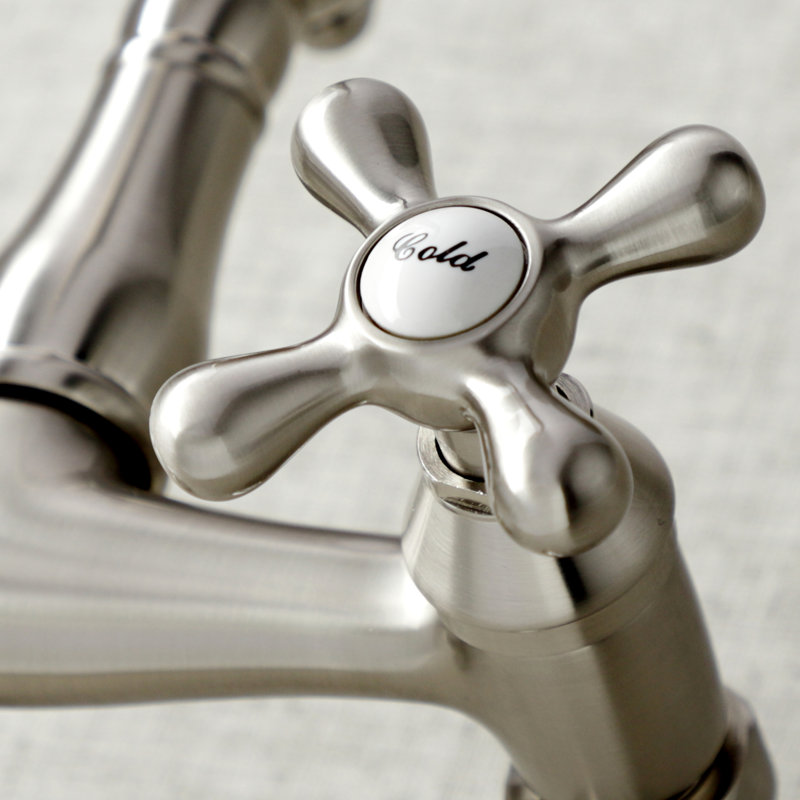 Vintage Double Handle Kitchen Faucet, Brushed Nickel