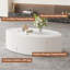 Table basse de rangement ovale cachée 33,46 po - Plateau en verre trempé certifié 3C et table basse de rangement blanche moderne en cuir de qualité supérieure pour le salon-133293667