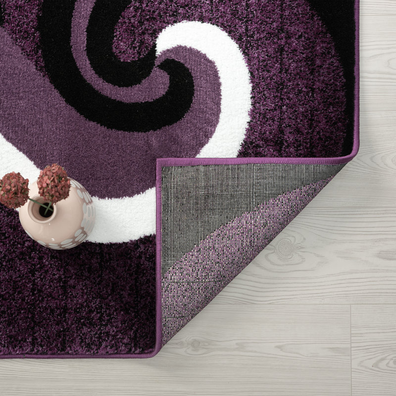 Tapis mauve à motif abstrait Frampton Cotterell, Tapis de couloir de 2 pi x 7 pi