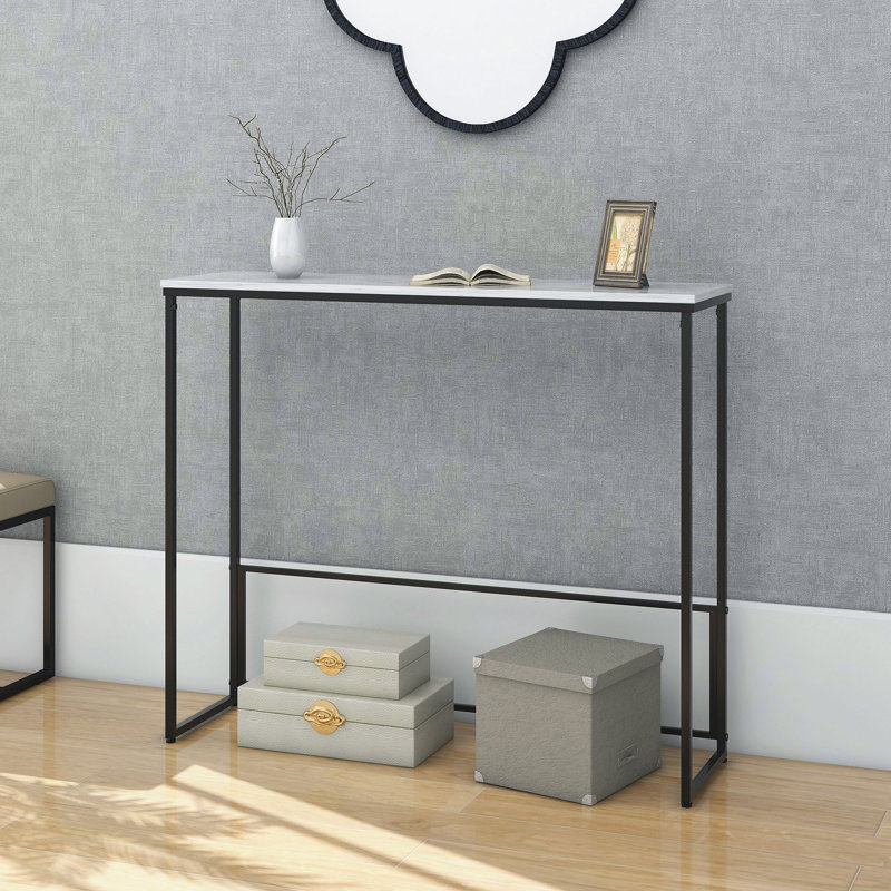 White Quartz Rectangular Console Table