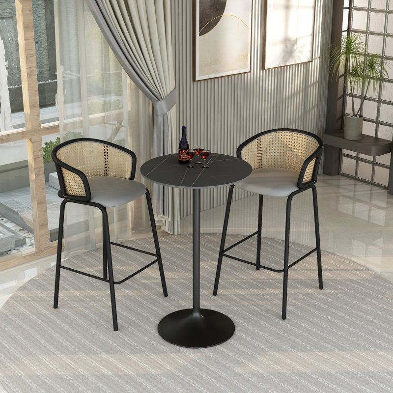 Table de salle à manger Crandall, 27 po de largeur, Noir marbré