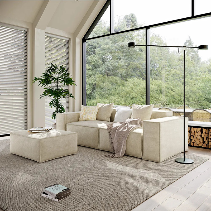 Canapé modulaire surdimensionné en tissu Barrett, H 30,2 po x l 83,86 po x P 65,35 po, Beige, 3
