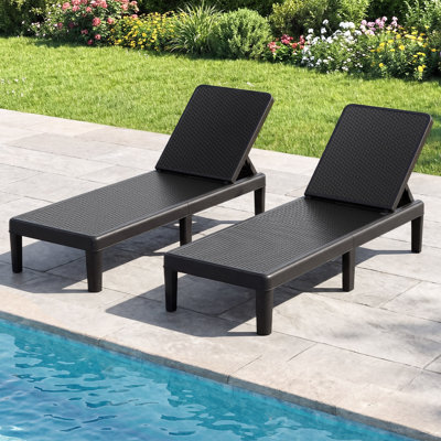 Outdoor Chaise Lounger Chair 3-Position Reclining Chair with Waterproof Rattan