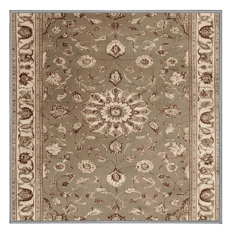 Machine Washable Persian Gray Area Rug, Square 7'
