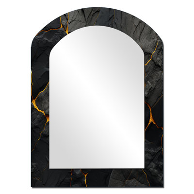 Volcano Volcanic Veins - Large Arched Wall Mirror On Metal