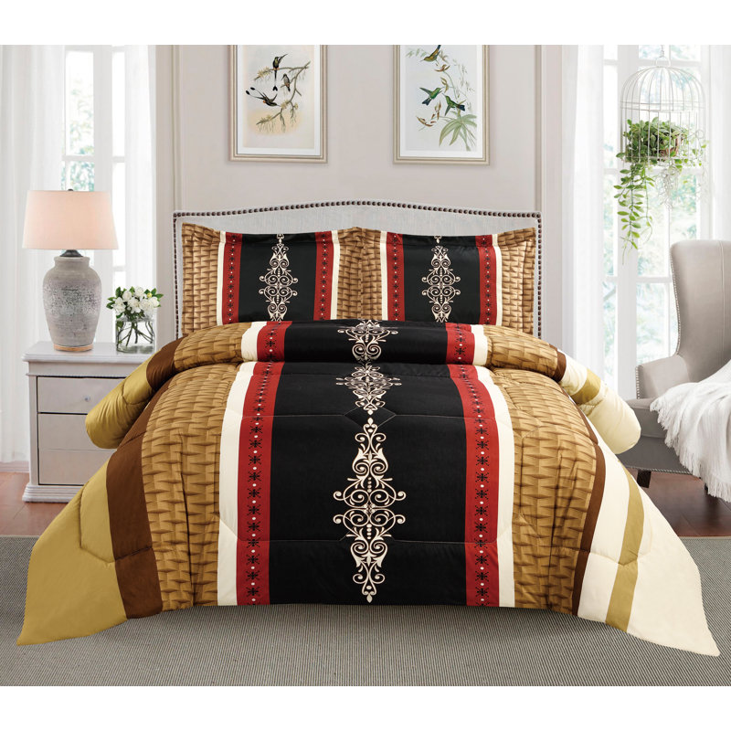 Angeni Microfiber Floral Bedspread with Pillow Shams, 270 x 250cm Bedspread - 2 Pillowcases
