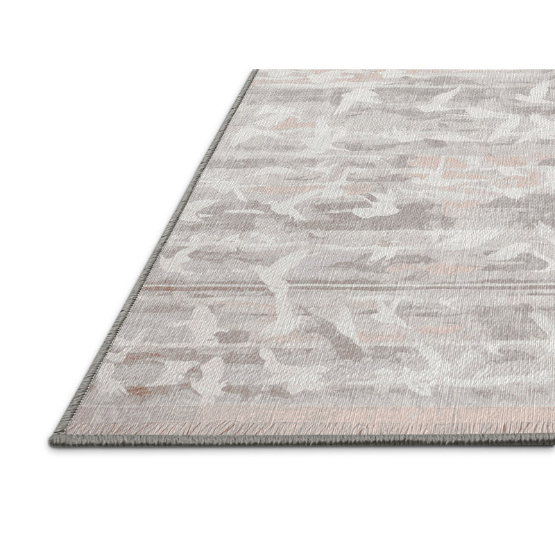 Machine Washable Gray Area Rug, Rectangle 7' x 9'