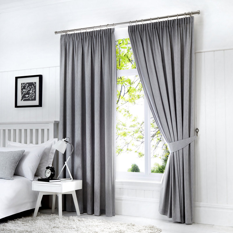 Room Darkening Thermal Curtains, Silver, Width 229 x Drop 229 cm