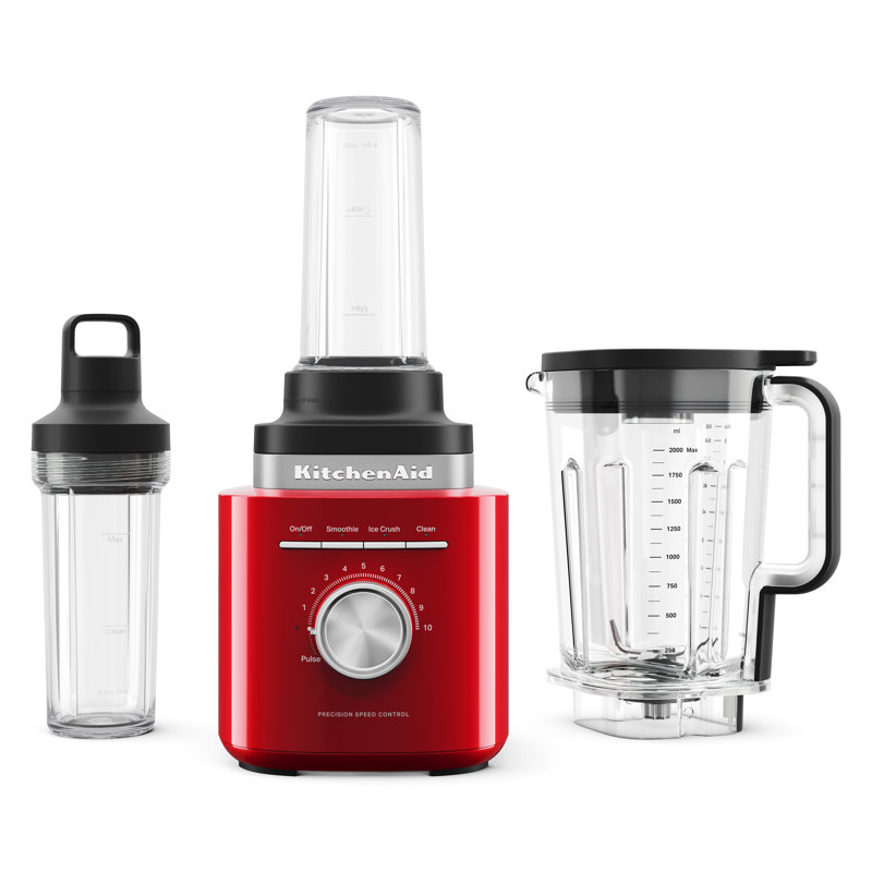 KitchenAid® Pure Power Blender with Precision Speed Control Knob & Personal Blending Jar - Black Matte, Empire Red