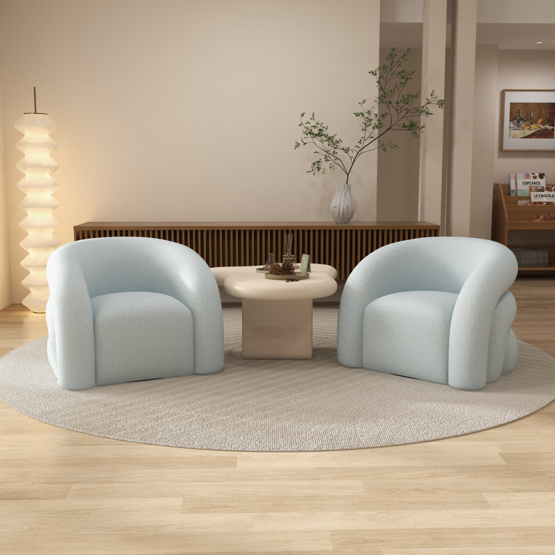 Fauteuil demi-tonneau rembourré et pivotant, Bleu