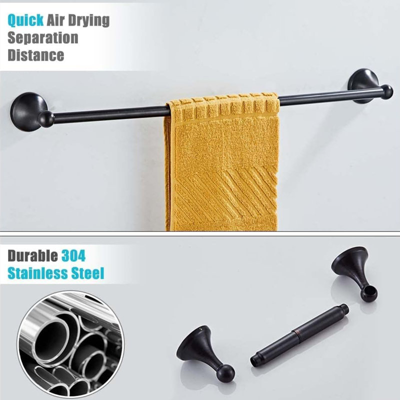 4 Piece Bathroom Accessory Set Adjustable Towel Bar