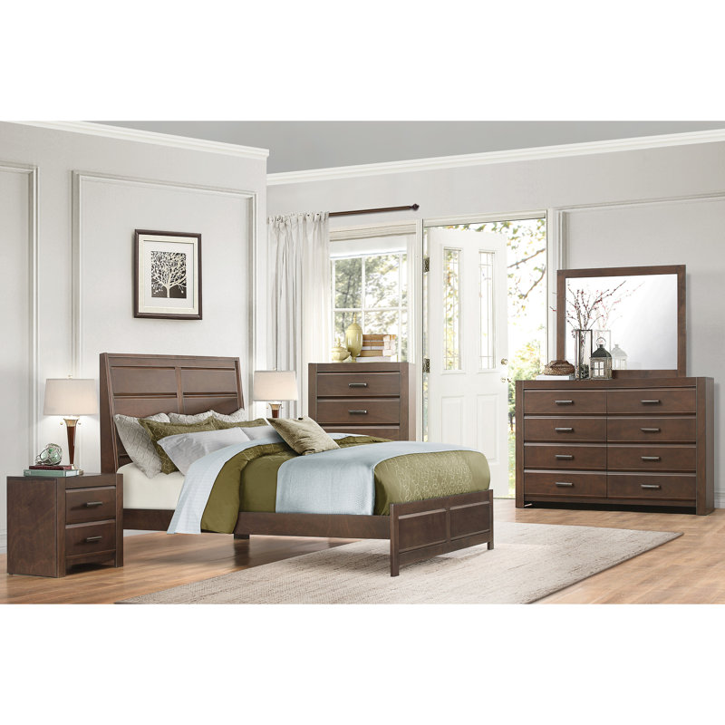 Cadre de grand lit, finition et bois contemporain pour lit de chambre à coucher, option d'ameublement