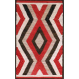 Great Tan White and Red Color with Rhombus Desing Antique American Navajo Rug