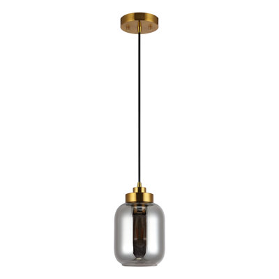 1 - Light Smoke Gray Jar Pendant
