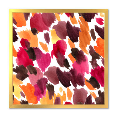 Léopard-peau en rose orange et jaune - peinture sur toile