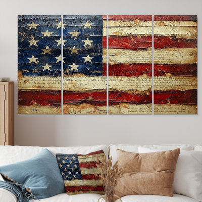 Le drapeau de la Constitution des États-Unis. V - Patriotiste américain, art mural moderne, 4 pièces