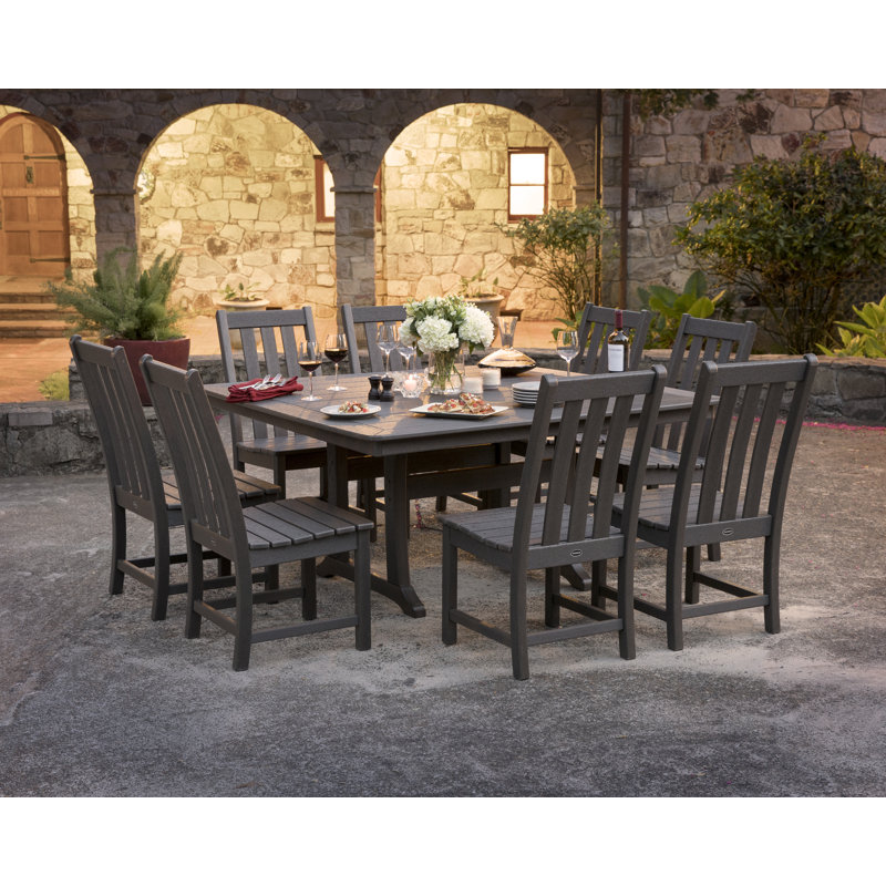 POLYWOOD Vineyard 9-Piece Dining Set, Slate Gray