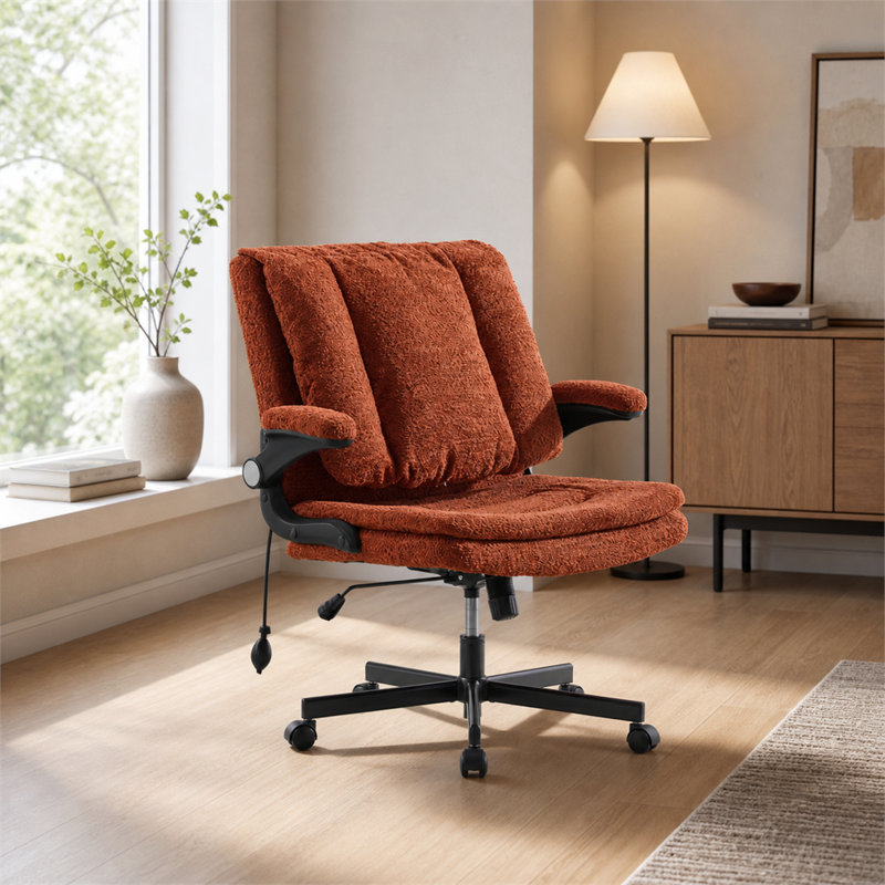 Coussin lombaire dynamique à accoudoirs modernes à larges pattes croisées orange moderne pour les espaces de coiffeuse de bureau à domicile