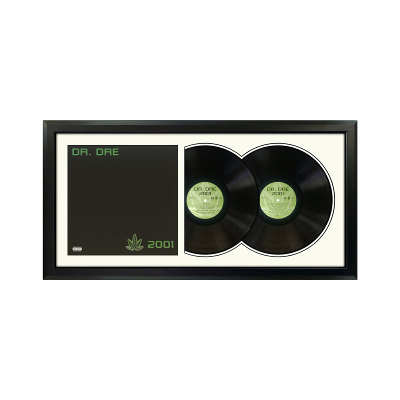 Double disque encadré "Dr" "Dr. Dre" avec passe-partout blanc, Blanc