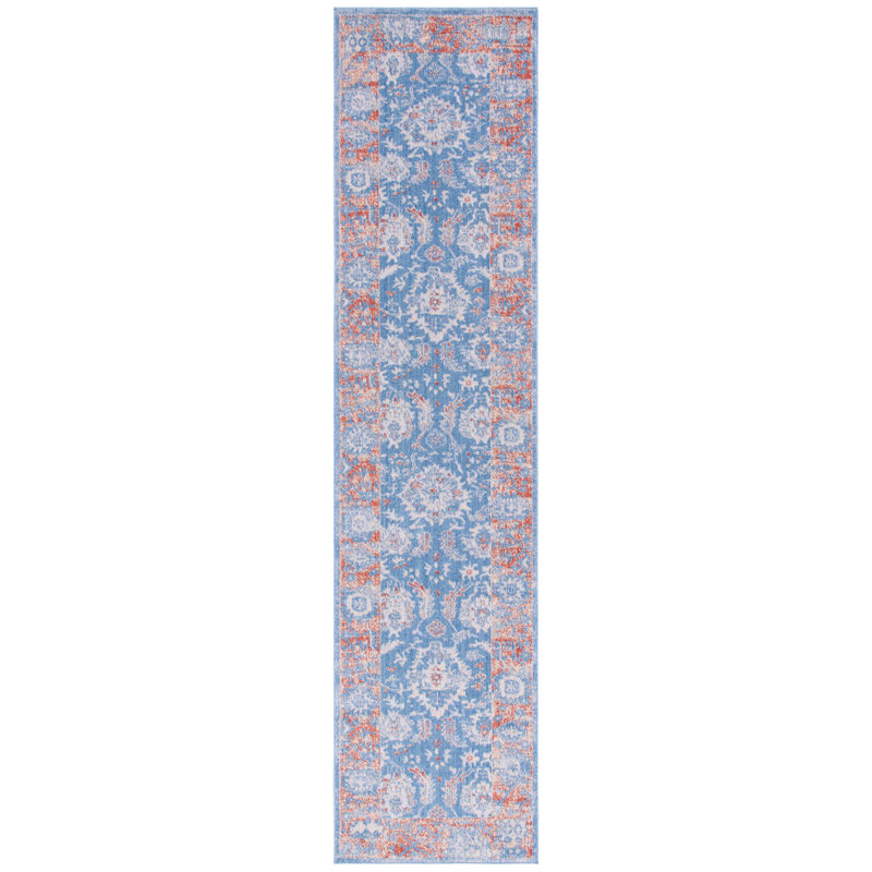 Tapis bleu area oriental Marview, Tapis de couloir 3 pi x 13 pi