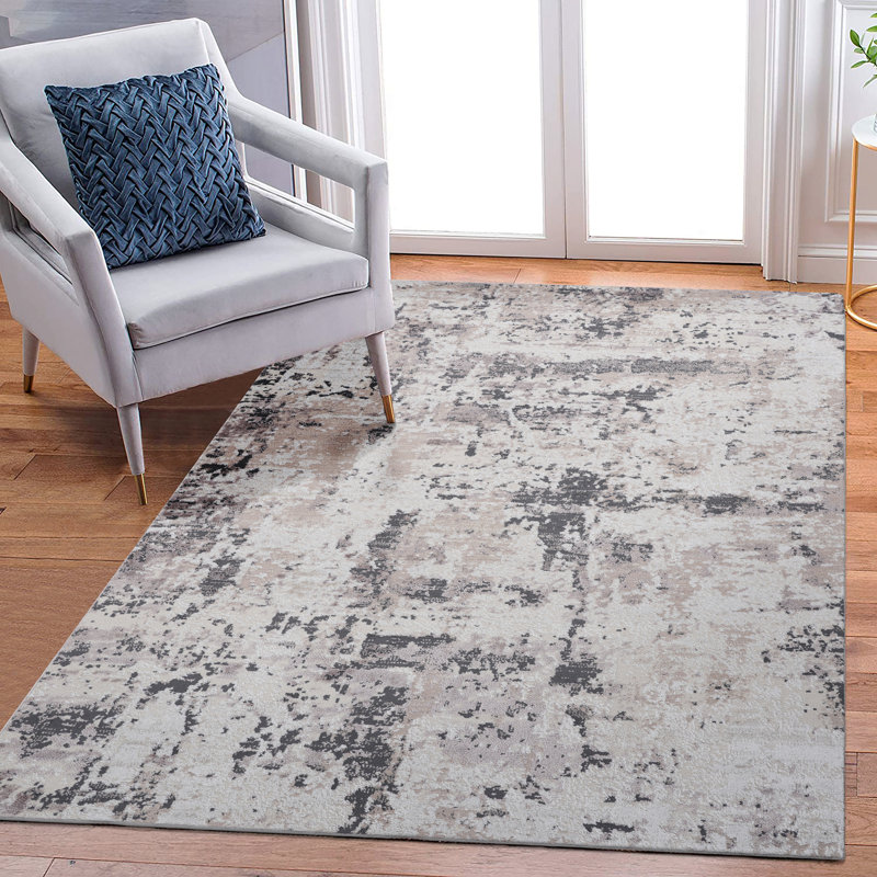 6X9 Abstract Area Rug, Rectangle 6'7" x 7'9"