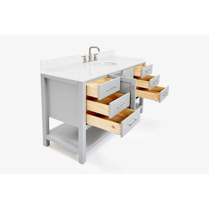 ARIEL Magnolia 60 Single Sink Bathroom Vanity with Top, Oval, Gray