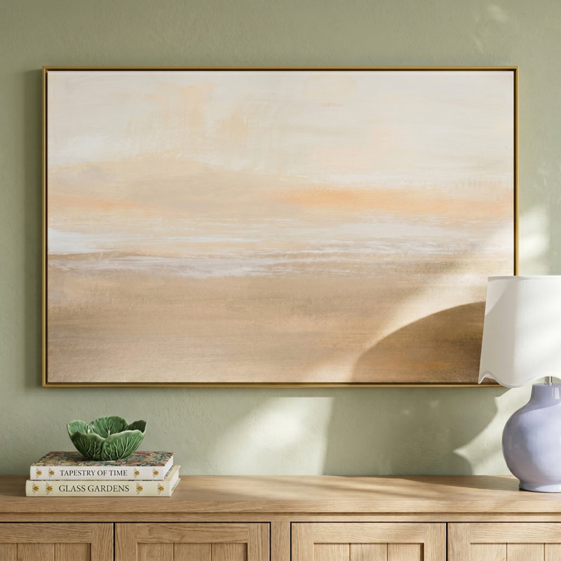 Willadeene Morning Calm - Floater Frame Painting on Canvas, Gold , 30" H x 40" W x 2" D