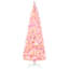 Arbre de Noël artificiel enneigé avec forme de crayon, branches réalistes en pin, lumières DEL blanc chaud, ouverture automatique, rose-115294596