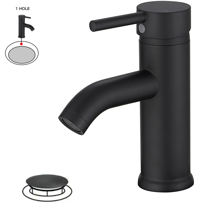 Matte Black Stainless Steel Single-Handle Bathroom Faucet