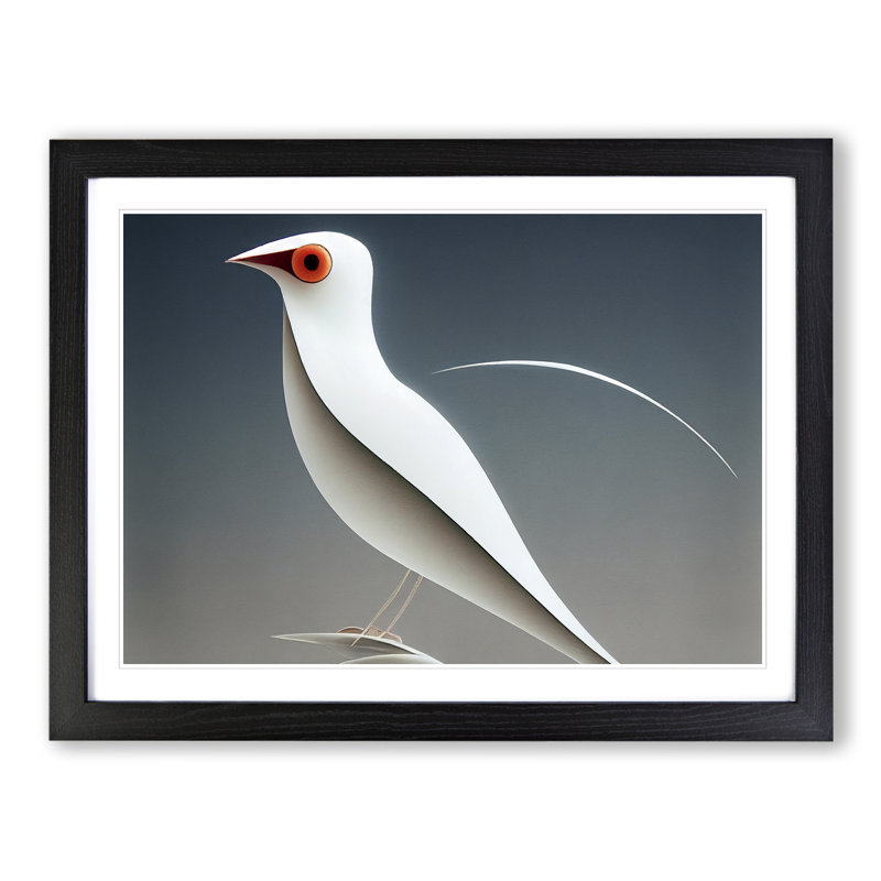 Hopeful Bird Abstract 1 Piece Single Picture Frame Wall Art, 25cm H x 34cm W x 2cm D, Black