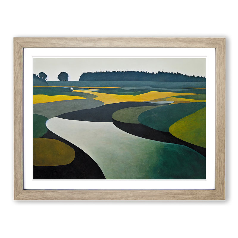 Lake View - Framed Print, 46cm H x 64cm W, Oak Framed
