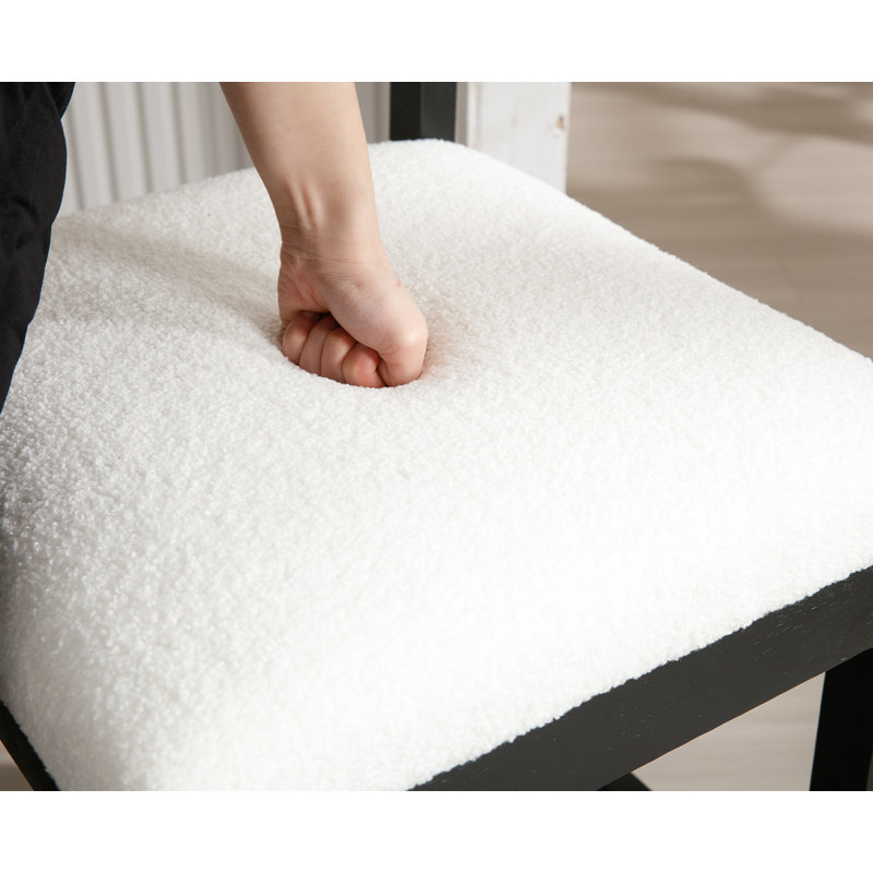 Tabouret de comptoir rembourré 26,5 po Tebbo avec structure en bois massif, Blanc, Noir