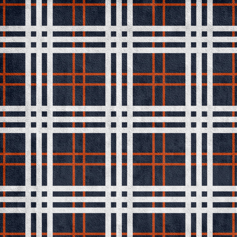Serviette de bain Chicago football Luxury, Bleu marine foncé / orange / blanc, Mélange polyester-coton