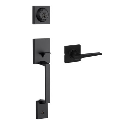 Weiser Amador Entry Handleset And Hollis Interior Lever With Smartkey Technology- Matte Black