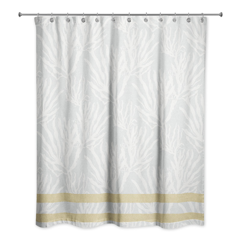 Rideau de douche simple Abd-Alrahim, Blanc / jaune / bleu