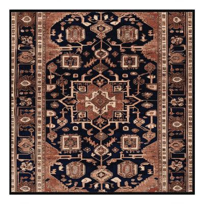 Machine Washable Persian Brown Area Rug