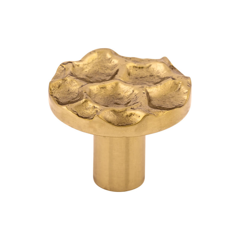 Cobblestone Round Knob, 1 3/8" Knob Diameter, Polished Brass