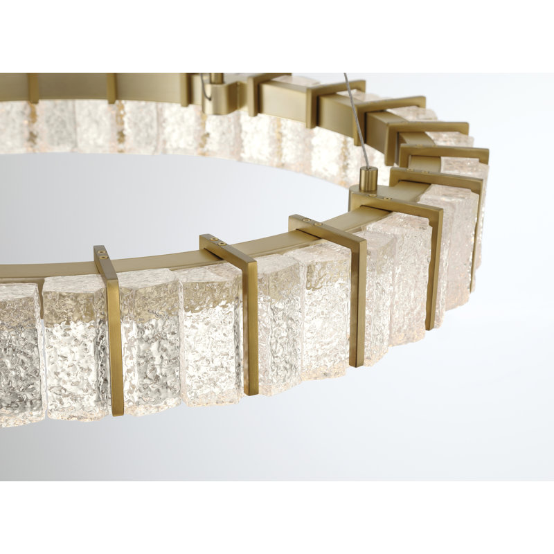 Everly Quinn Reedsport - LED Ring Pendant In Soft Brass Finish, 77.52" H x 27.55" W x 27.55" D