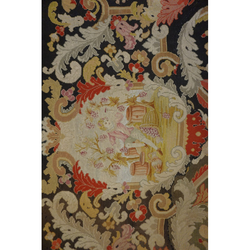 Antique Needlepoint French Flat Weave Rug