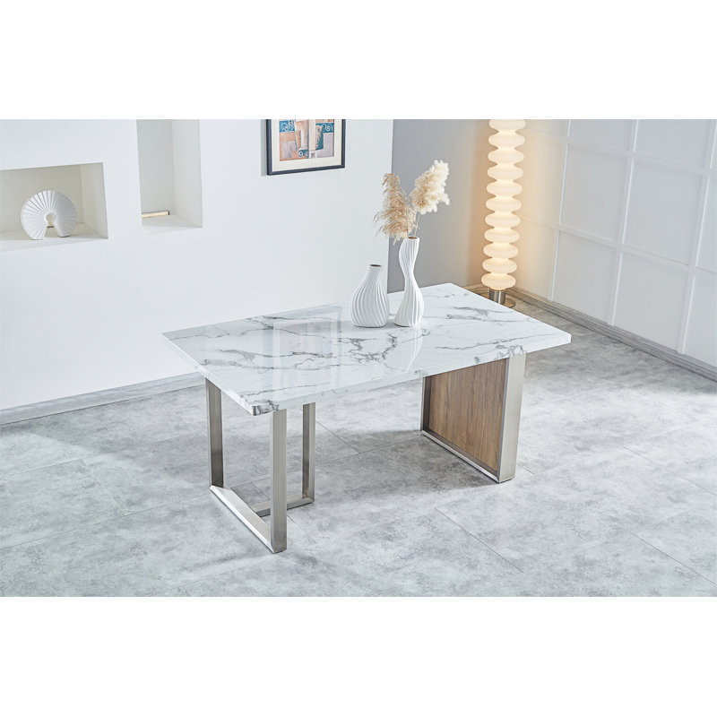 Table de salle à manger Elegant Luxurious Imitation Marble MDF for 6 or 8