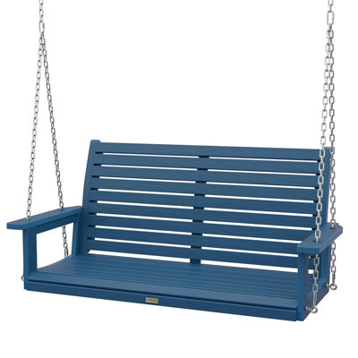 Banc suspendu 4 pi pour patio, balancelle d'extérieur pour 2 personnes avec chaînes, capacité de poids de 660 lb, balançoire à finition noire résistante aux intempéries pour le jardin et la cour