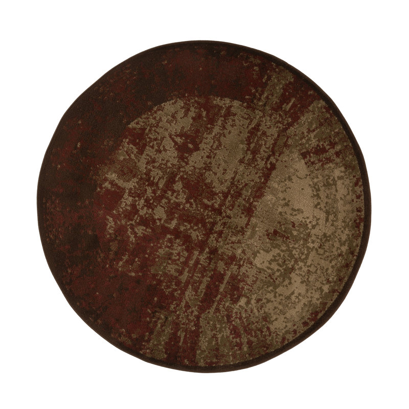Tapis de couloir à motif de dégradé moderne rouge-brun délavé à l'acide, Rond 8 pi