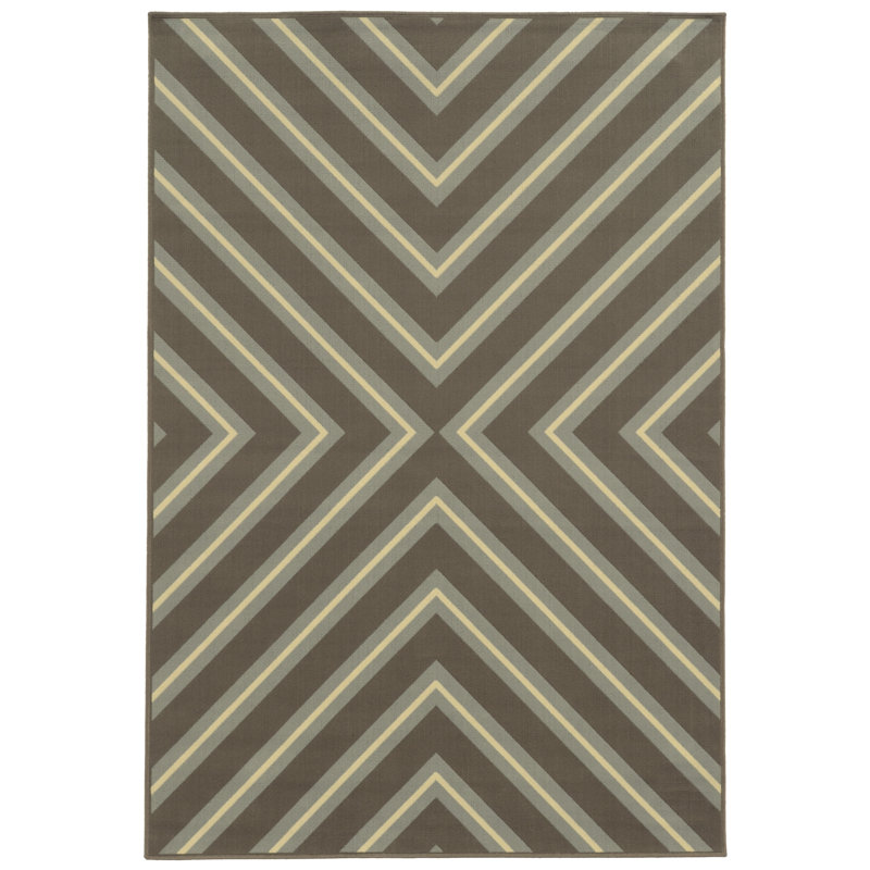 Tapis gris à motif géométrique Brookes, Rectangle 8 pi 6 po x 13 pi