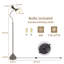 Lampe sur pied en métal 2 lumières, lampe sur pied 3000k avec lumière au pied et ampoules incluses, gris - pour le salon, la chambre à coucher-1062307335